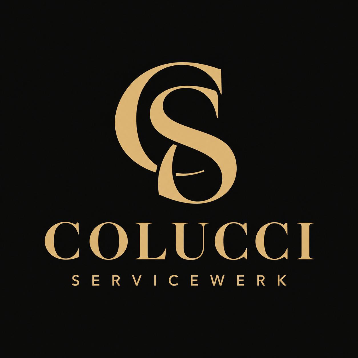 Colucci Servicewerk – goldenes CS-Monogramm auf Schwarz